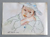 La Belle Chanteuse - pastel original pe hartie, grafica semnata 29x21cm, Portrete, Realism