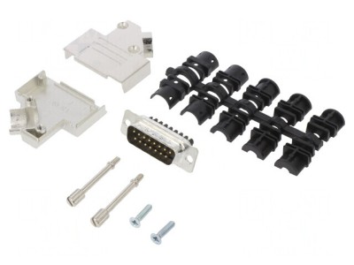 Conector D-Sub 15 Pin Tată 45&amp;deg; Terminal Șurub pe Cablu foto