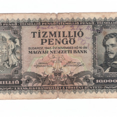 Bancnota Ungaria 10000000 pengo 16 noiembrie 1945, circulati, stare buna