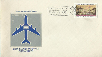 TSV - PLIC OMAGIAL ZIUA MARCII POSTALE ROMANESTI 15 NOIEMBRIE 1974 foto