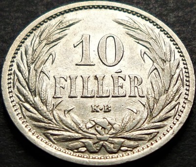 Moneda istorica 10 FILLER - AUSTRO-UNGARIA / UNGARIA, anul 1909 *cod 5002 foto