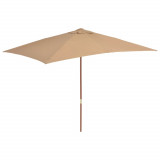 Umbrelă de soare, exterior, st&acirc;lp lemn, 200x300 cm, gri taupe