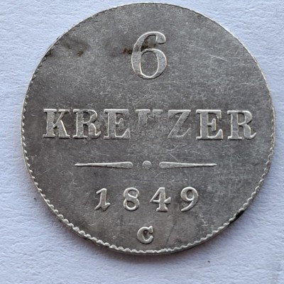 Austria 6 kreuzer 1849 C argint Joseph l foto