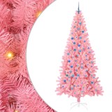 vidaXL Brad de Crăciun cu 300 LED cu suport Roz 240 cm PVC 3396454