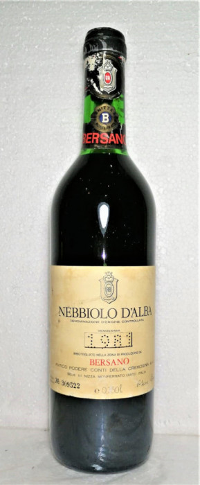 B 40 VIN ROSU NEBBIOLO D&#039;ALBA, DOC, BERSANO, RECOLTARE 1981 CL 75 GR12,5