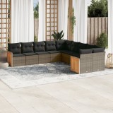 Set mobilier de gradina cu perne, 10 piese, gri, poliratan GartenMobel Dekor, vidaXL