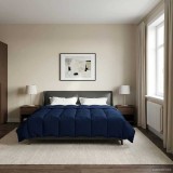 vidaXL Duvet complet pe tot parcursul anului Patos Albastru &icirc;nchis 42026060