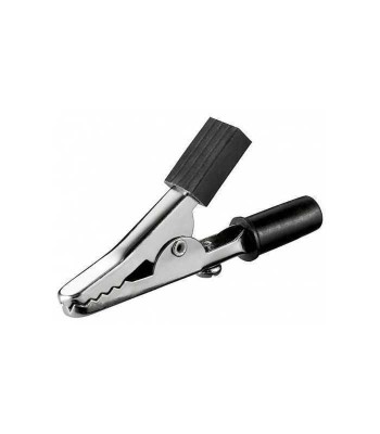 Clip crocodil negru 45mm se poate insera pe conector banana Goobay foto