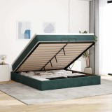 vidaXL Cadru de pat otoman cu saltele Verde &icirc;nchis 200x200cm catifea 3311210