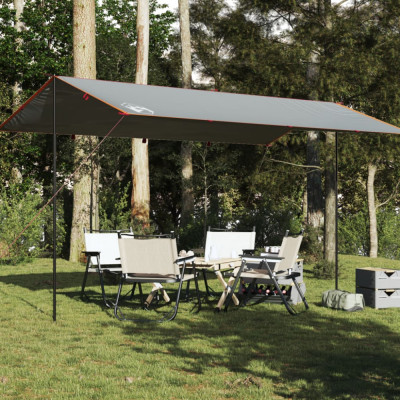 vidaXL Prelată de camping, gri și portocaliu, 500x294 cm, impermeabilă foto