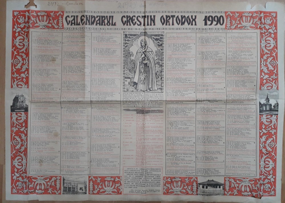 Calendar Vechi Crestin Ortodox 1990 Arhiva Okazii Ro