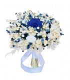 Buchet mare personalizabil cu trandafiri criogenati, flori naturale uscate si criogenate, (Alb Albastru), Eventissimi&reg;