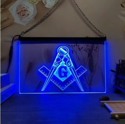 Emblema masonica luminoasa tridimensionala cu LED foto