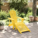 vidaXL Scaun Adirondack cu taburet, galben, lemn masiv de brad