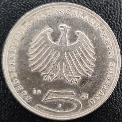 Germania 5 Marci Deutsche Mark Gotthold Ephraim Lessing 1981 J COMEMORATIVA foto