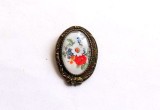 Brosa Florala Sticla 40x30mm - Eleganta Bijuterie Fashion