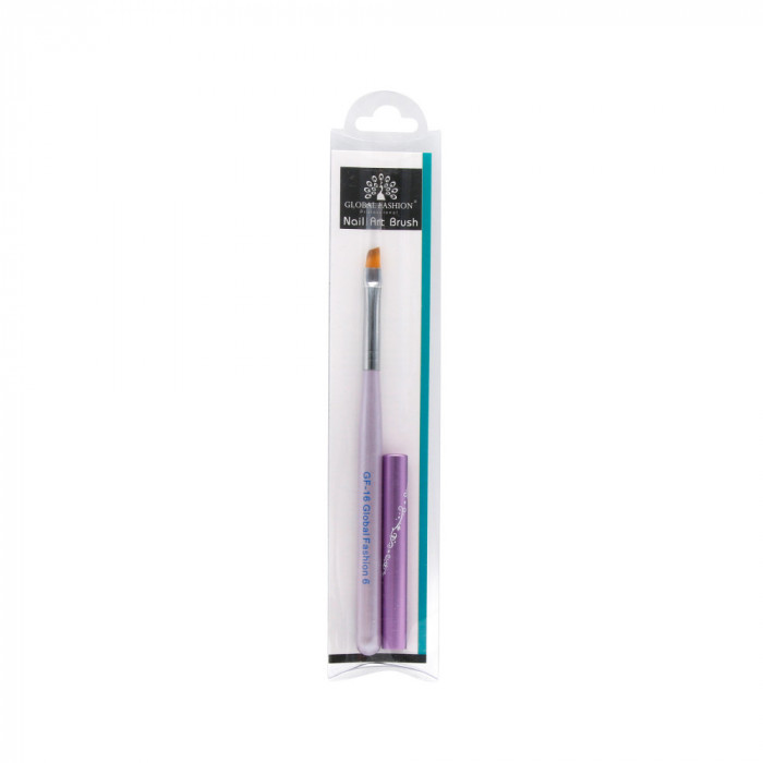 Pensula unghii cu varf diagonal, pentru aplicare gel UV, GF-16-6, Nr. 6, violeta