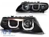 Set de faruri de tuning cu ochi de &icirc;nger LED 3D, potrivit pentru BMW 3 E46 09.2001-03.2005 sedan/combinate, stanga si dreapta Performance AutoTuning