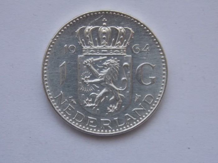 1 GULDEN 1964 OLANDA-argint