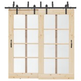 VidaXL Set feronerie pentru uși glisante, negru, 213,5 cm, oțel