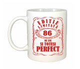 Cana alba personalizata, Editie Limitata 86 ani, INOVATIX&reg;. 330ml, Oem