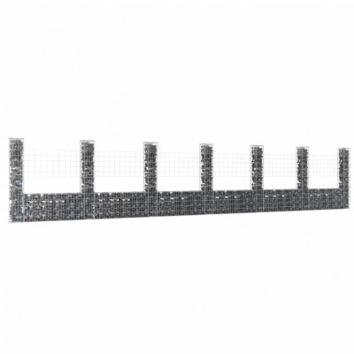 vidaXL Coș de gabion &amp;icirc;n formă de U cu 7 st&amp;acirc;lpi, 740x20x150 cm, fier 151287 foto