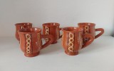 Set 5 cesti de cafea, din ceramica / lut, Bledea Maramures / Baia Mare, vintage