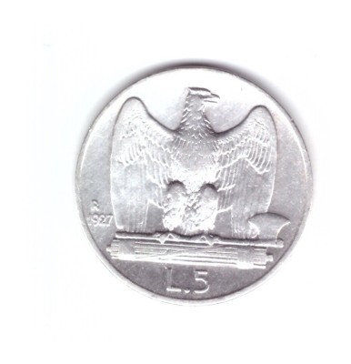 Moneda Italia 5 lire 1927, stare foarte buna, curata foto