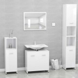 Set de mobilier de baie, alb extralucios, lemn prelucrat