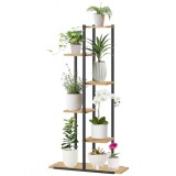 Suport pentru ghivece de flori si plante, raft modern, negru și maro, JollyMag, SZ16JBR, 113x60x20cm