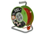 Prelungitor alimentare KEL 3x1mm2 bobinat cu 4 prize PVC portocalie