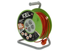 Prelungitor alimentare KEL 3x1mm2 bobinat cu 4 prize PVC portocalie