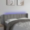 Gossi tablie de pat cu led, gri deschis, 147x16x78/88 cm, catifea