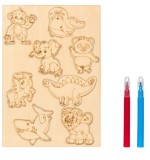 Set 8 piese din lemn pentru colorat cu 2 markere incluse