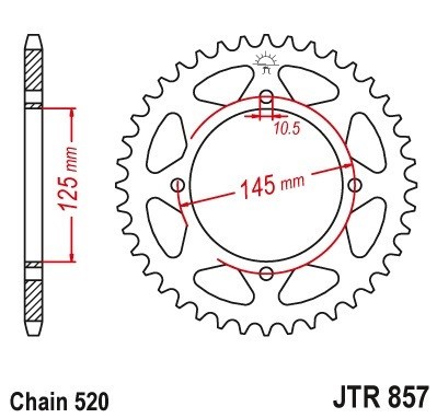 Pinion spate 41 dinti pas lant 520 - MZ Baghira 660 - Yamaha XV 125-250 Virago - TT-XT 600-660 Tenere foto