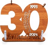 Decoratiune aniversara pentru 30 de ani LIGHTNETSEE, lemn, maro, 29 x 18,5 cm