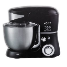 Robot bucatarie Voltz, 1600 W, 5 l, indicator LED, 6 viteze, functie Pulse bol inox, 3 palete incluse, miscare eliptica, Negru