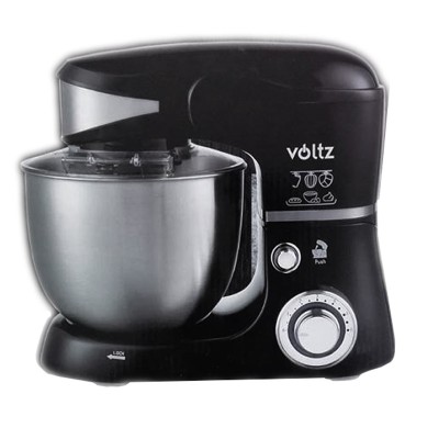 Robot bucatarie Voltz, 1600 W, 5 l, indicator LED, 6 viteze, functie Pulse bol inox, 3 palete incluse, miscare eliptica, Negru foto