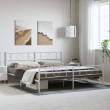 Cadru Pat Metalic vidaXL Alb 193x203 cm cu Tăblie - Suport Saltea, Spațiu Depozitare, Design Robust