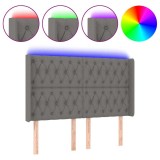 Cumpara ieftin Tablie de pat cu LED, gri inchis, 163x16x118/128 cm, textil