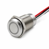 Buton tactil piezoelectric SPST 22mm, metalic, LED rosu verde, NO, 12-24V DC, 0.2A, IP67, cu revenire