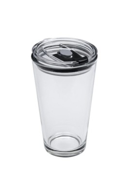 Ceașcă de cafea din sticlă transparentă cu capac 455 ml foto
