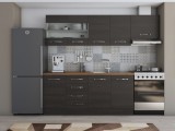 Bucatarie Laura 240, corp hota, cu vitrina, wenge, blat termic nuc
