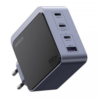 Incarcator Retea UGREEN X565 Nexode Air, 100W, 5A, 1 x USB-A - 3 x USB-C, Gri foto