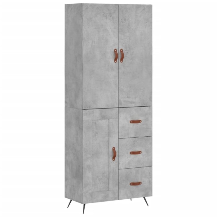Dulap inalt, gri beton, 69,5x34x180, lemn compozit