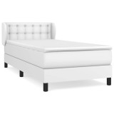 Cumpara ieftin Pat box spring cu saltea, alb, 100x200 cm, piele ecologica
