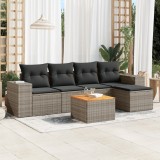 VidaXL Set mobilier grădină cu perne, 6 piese, gri, poliratan