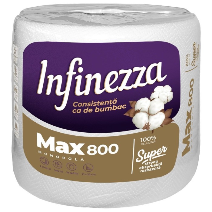 Prosop hartie Infinezza Max 800, alb, 2 straturi, L 73 m