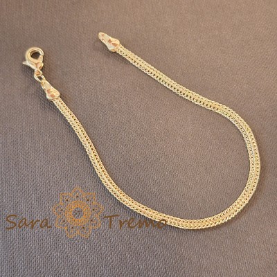 Bratara unisex placata cu aur , model nou, sarpe impletit pe mijloc, 19 cm foto