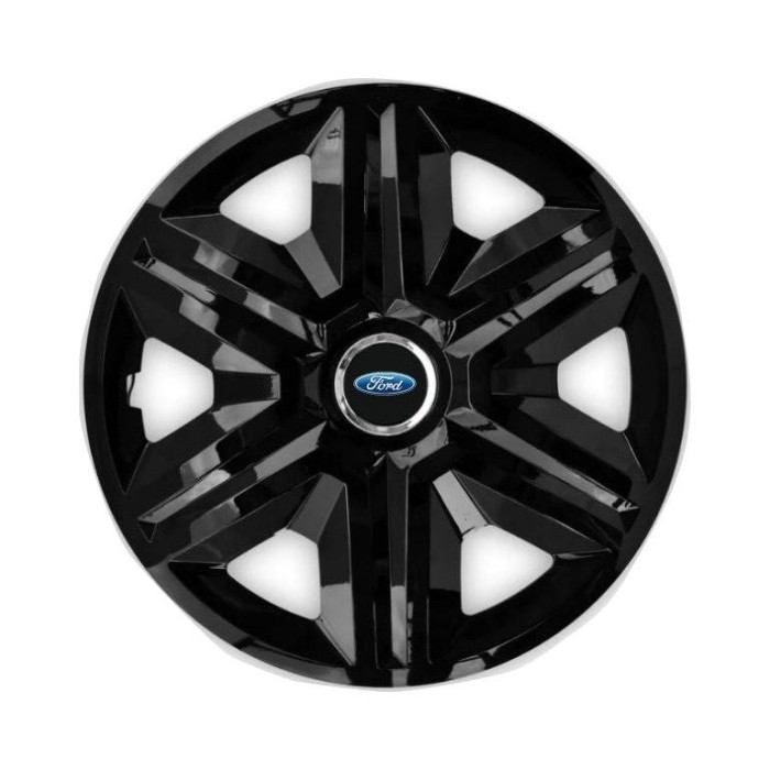 Set 4 capace roti Hubcaps fast black R16 Compatibil Cu Ford